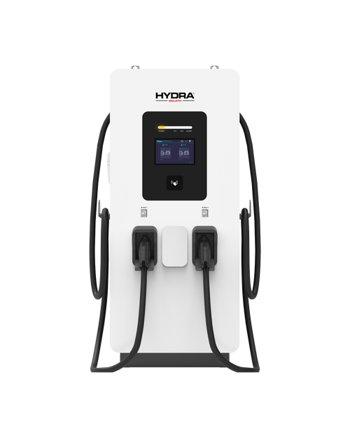 Hydra Goliath DC rapid charger front view with dual CCS2 cables