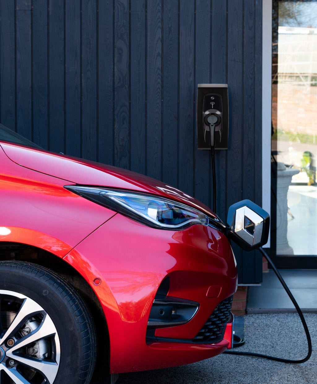 Buy your UK-built black Indra Smart PRO EV charger from ON-EV and get a custom home installation quote.