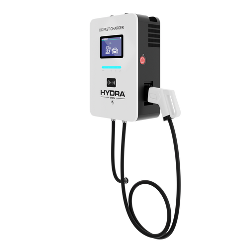 Hydra Dion 20kW single CCS2 compact DC fast charger front left view