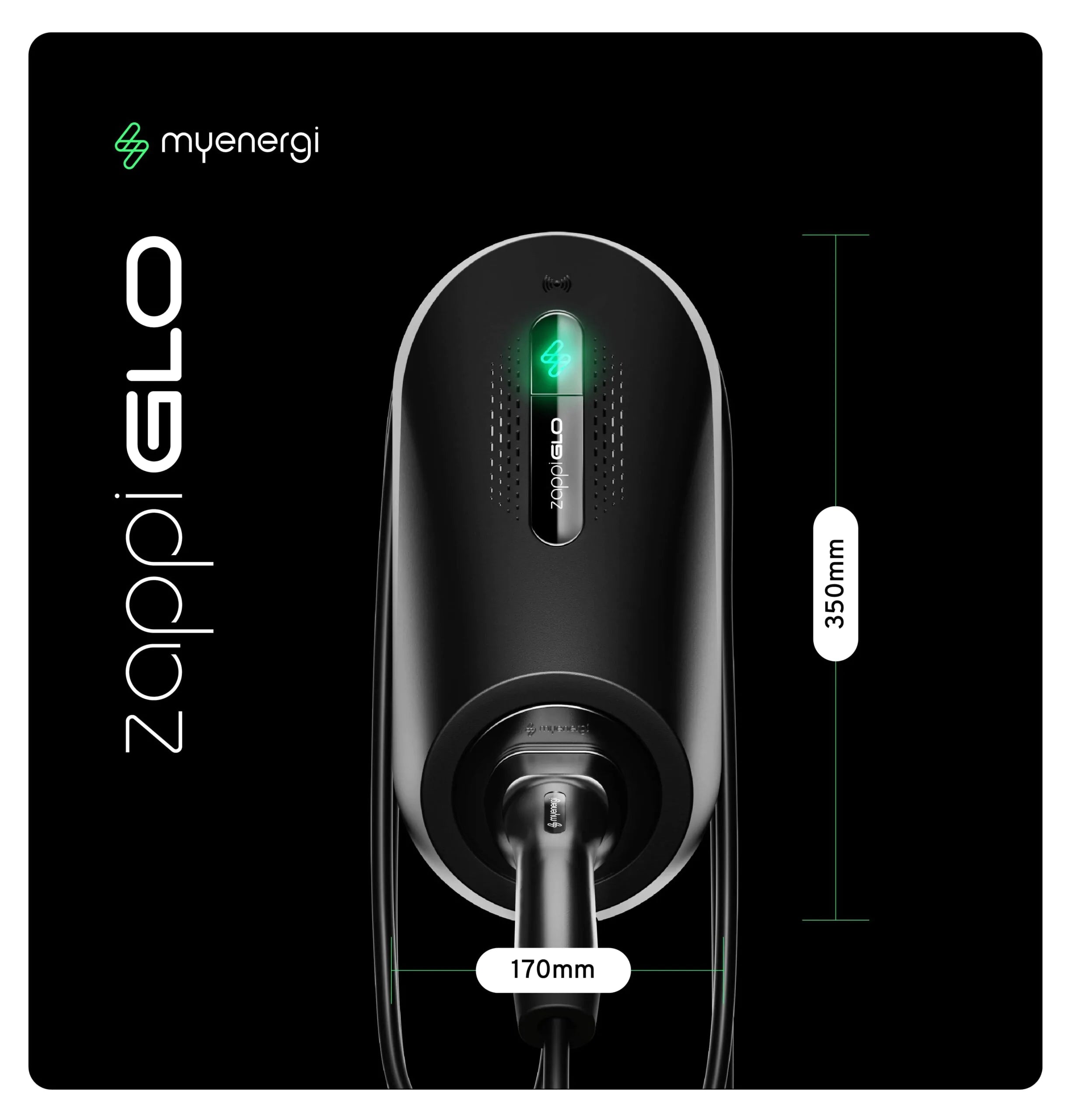 Buy your UK-built black myenergi Zappi GLO EV charger from ON-EV and get a custom home installation quote.