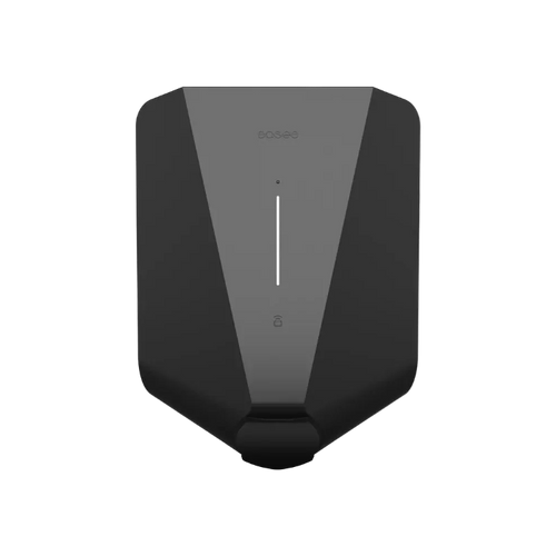Easee Charge Core 22kW commercial EV charger in black, front view with easee logo at top, vertical LED status strip and Type 2 socket housing
