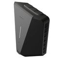 Easee Charge Core 22kW EV charger three-quarter angled view in black, side ventilation slats and three round cable entry caps on top