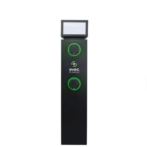 Evec EDP01 Dual Socket EV Charging Pedestal with Green LED Rings - Buy Commercial Charging Point Online