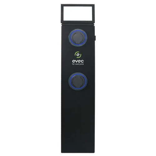 Evec EDP01 Dual Socket EV Charging Pedestal - Front View, Buy Commercial Charging Point Online