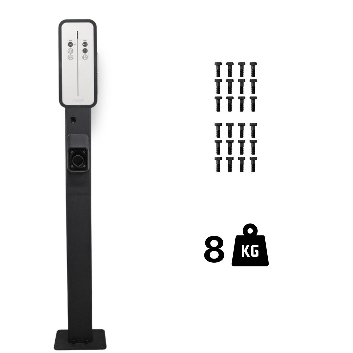 Loady matt black mounting pole for Hager witty - view 6