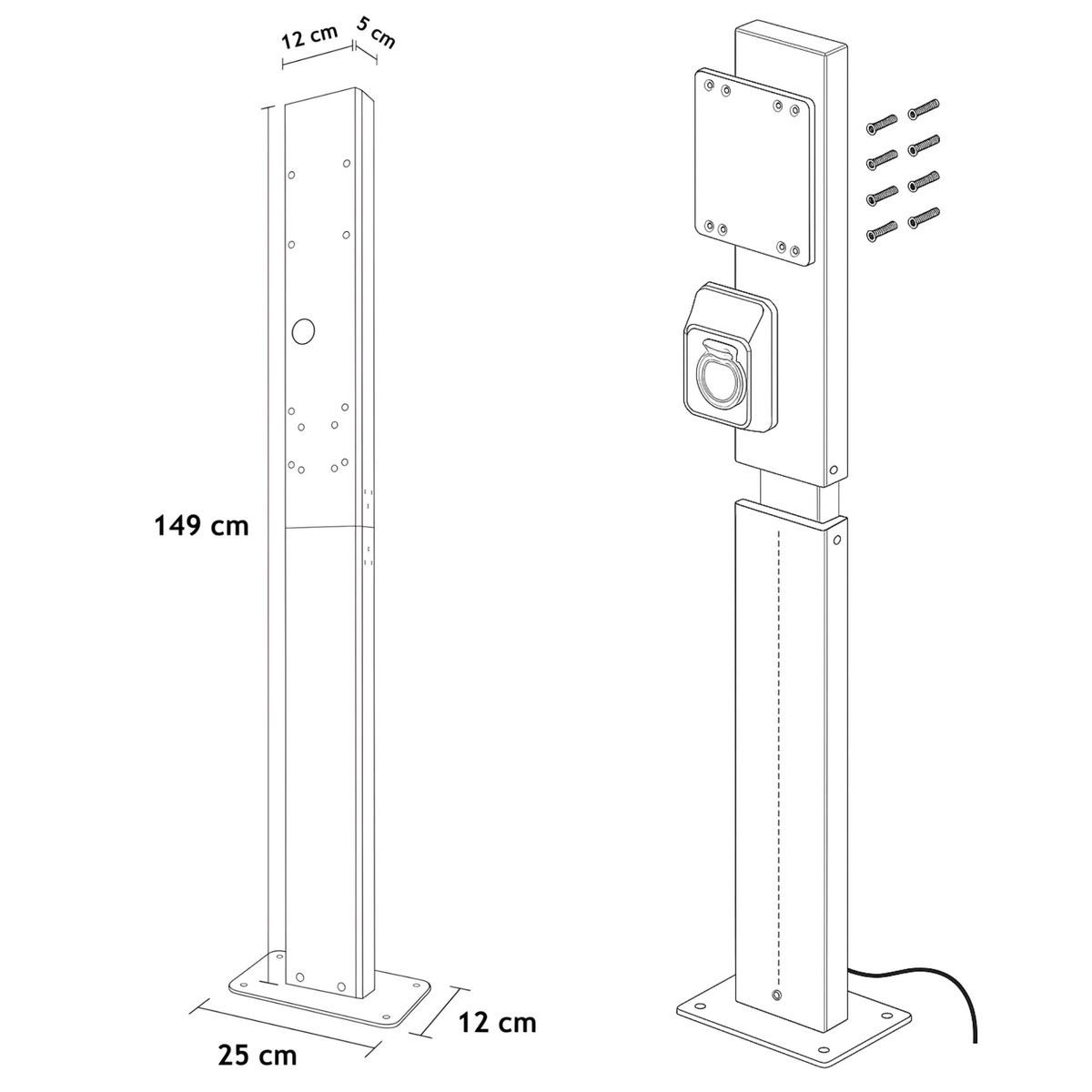 Loady matt black mounting pole for KEBA P30 - view 5