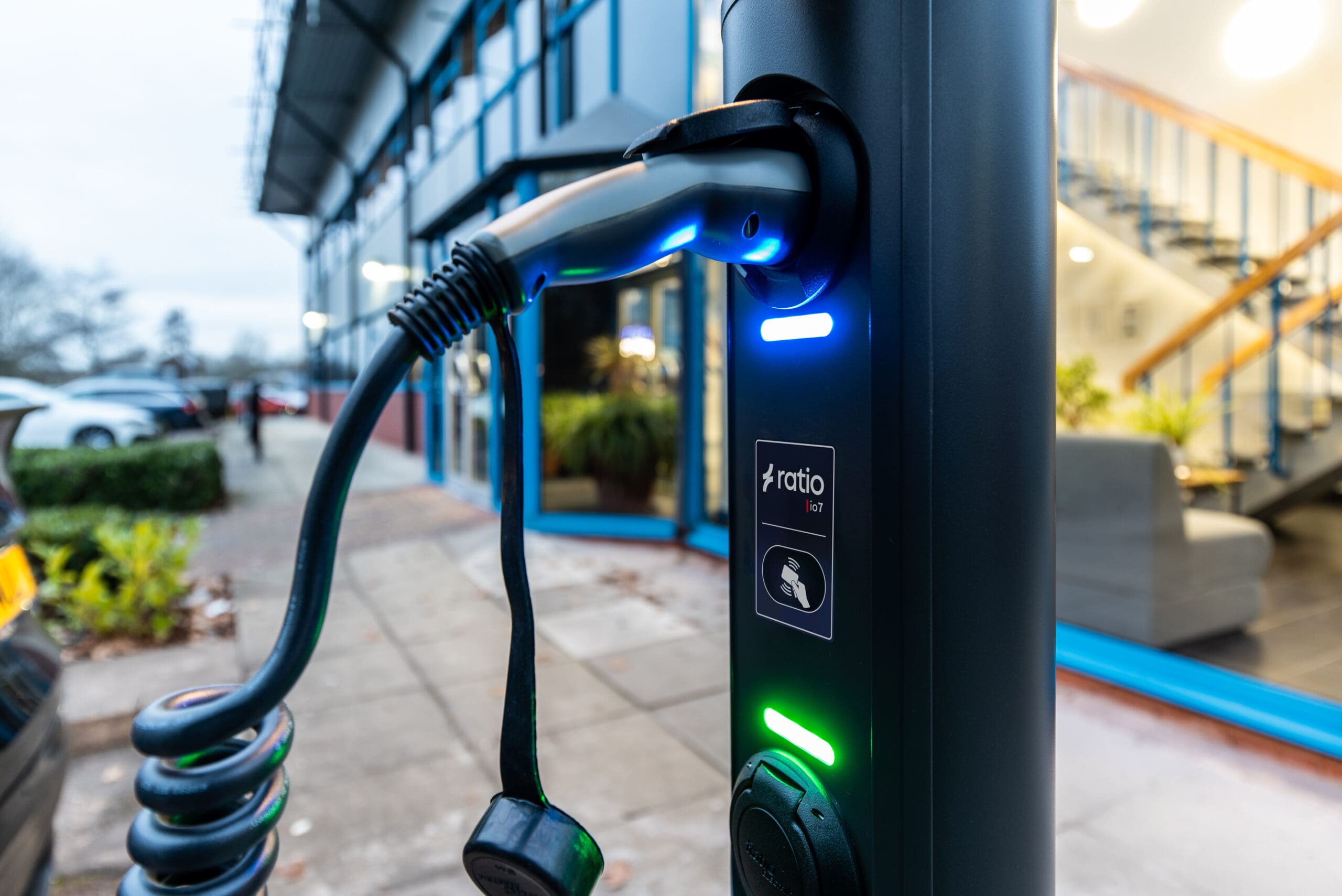 Ratio io7 | Commercial EV Charging Post | 7.4kW / 22kW | Smart Lighting