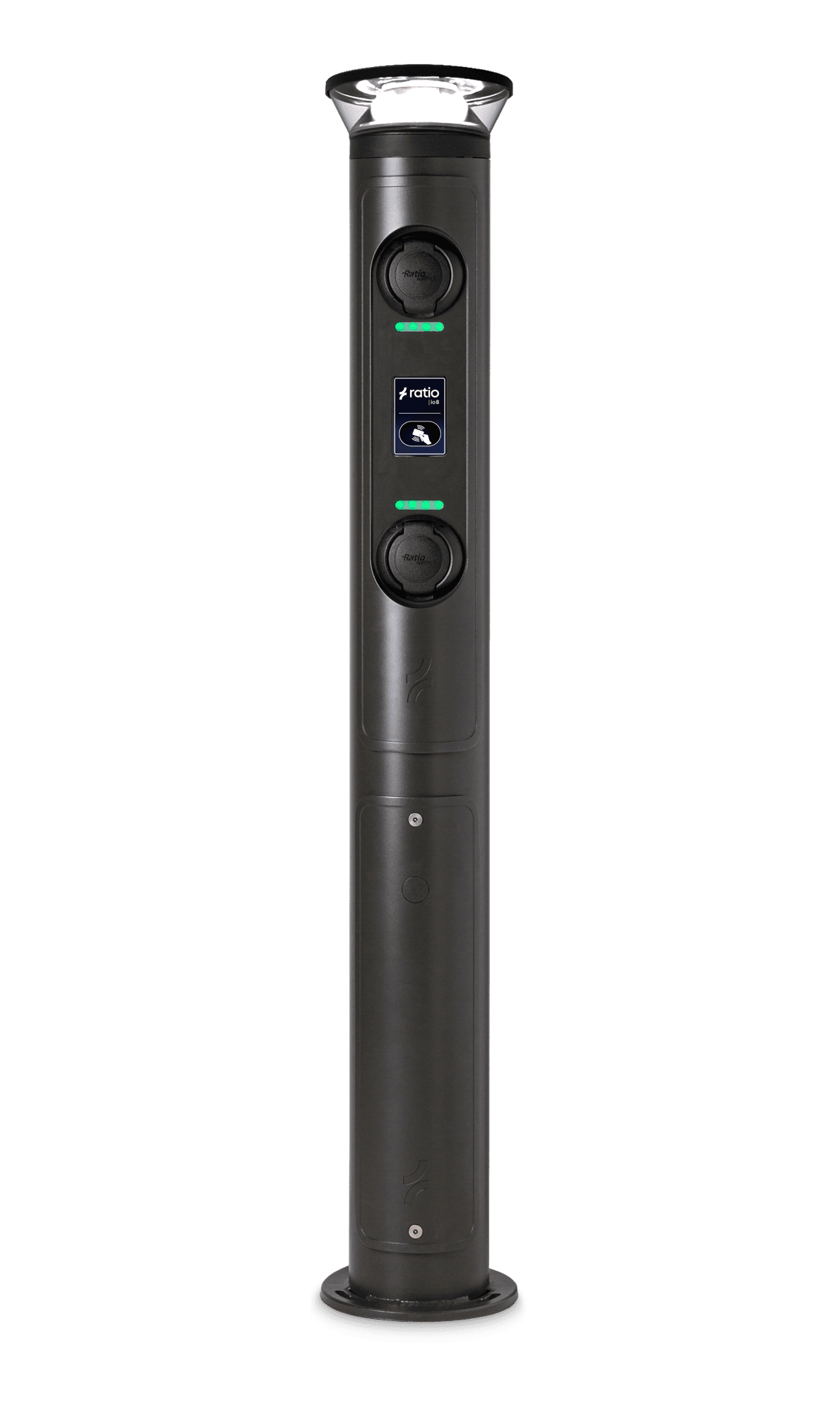Ratio io8 | Amenity EV Charging Post | 7.4kW / 22kW | 360 Lighting