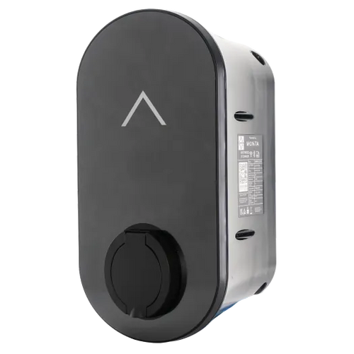Black and White Wall-Mounted EV Charger - Side Angle Showing Connector Port, Buy Online