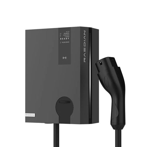 Raedian Neo 22kW Type 2 3-phase EV charger in black with tethered cable - buy home charging station