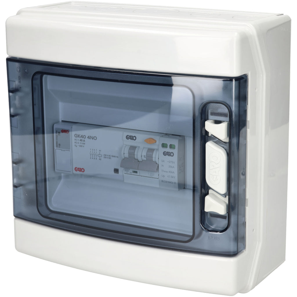 GARO GK40 weatherproof consumer unit enclosure with circuit breakers for EV charger - buy protection distribution board