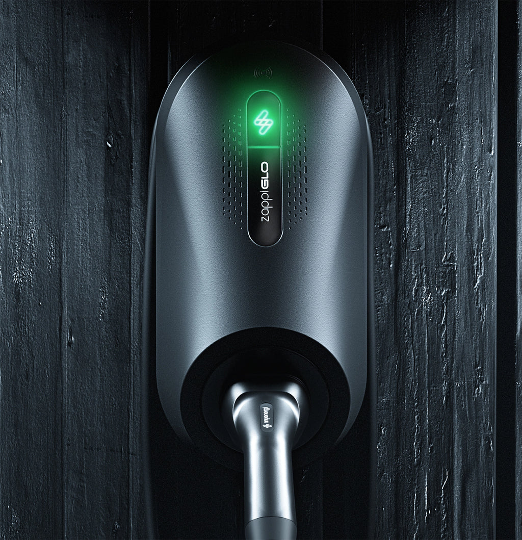 Shop the OZEV approved black Zappi GLO 7.4kW solar home charger at ON-EV.