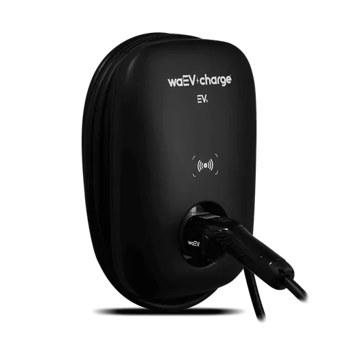 waEV-charge EV1i 7.4kW tethered EV charger, black wall-mounted home charging point - UK